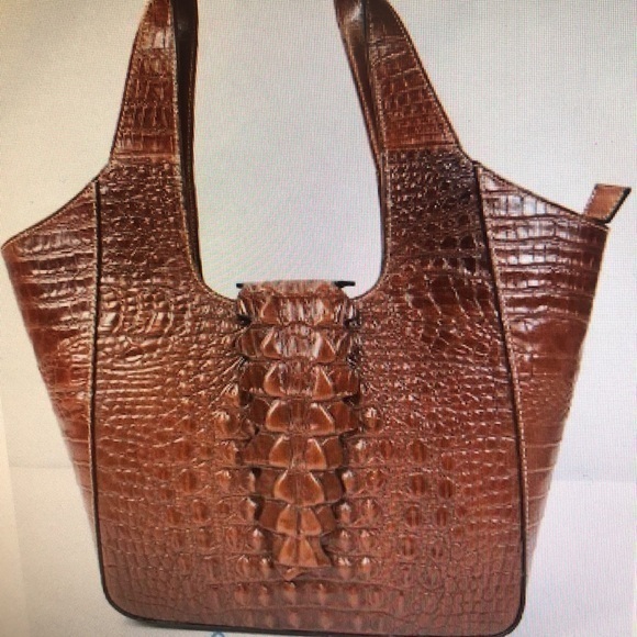 Pijushi‎ ladies brown leather crocodile embossed double handled bag brand new! - Picture 1 of 7